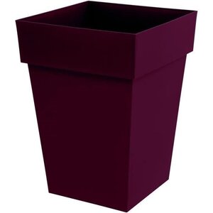 Pot de Fleur Carré Mi-Haut - Volume 51 L - 39 x 39 x 53 cm - Rouge bourgogne