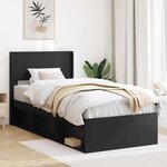 vidaXL Cadre de lit avec rangement et tête de lit Noir 90 x 190 cm