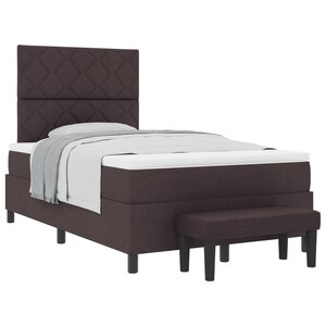 vidaXL Lit à ressorts avec tête de lit Marron foncé 120 x 200 cm tissu