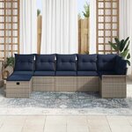 vidaXL Ensemble de canapé de jardin 7 Pièces Gris et marine polyrotin