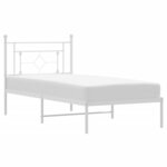 vidaXL Cadre de lit métal avec tête de lit blanc 100x200 cm