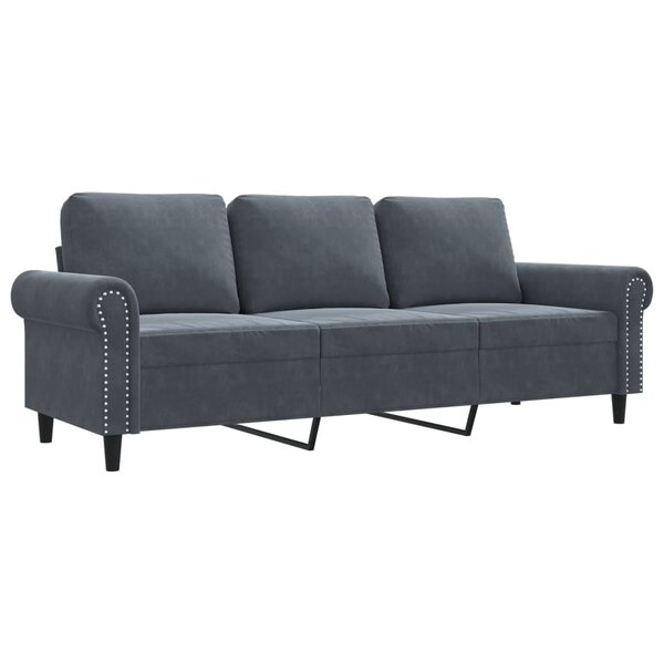 vidaXL Canapé à 3 places Gris foncé 180 cm Velours