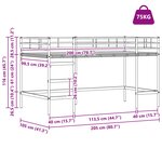 vidaXL Cadre de Lit Mezzanine pour Enfants avec Rideaux Noir et rose