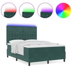 Lit avec sommier à ressorts et matelas vidaXL & LED Vert foncé 140x200 cm Velours