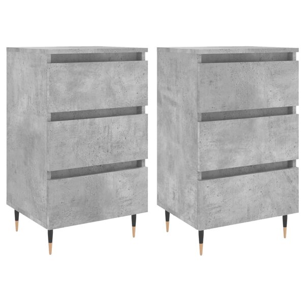 vidaXL Tables de chevet 2 Pièces gris béton 40x35x69 cm bois d’ingénierie