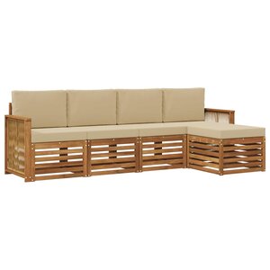 vidaXL Ensemble de canapés d'extérieur 5 Pièces Naturel et Beige
