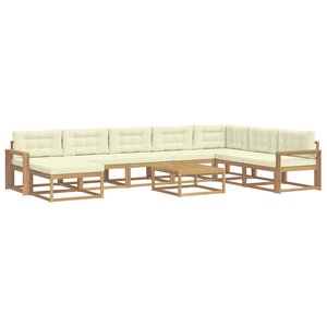 vidaXL Ensemble de canapés d'extérieur 9 pc Blanc et crème