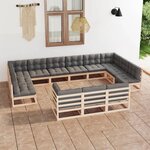 vidaXL Salon de jardin 13 Pièces avec coussins Bois de pin massif