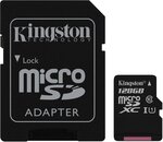 Carte mémoire Micro Secure Digital (micro SD) Kingston 128 Go SDXC Class 10 avec adaptateur