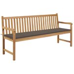 vidaXL Banc de jardin avec coussin taupe 175 cm Teck massif