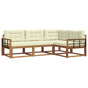 vidaXL Ensemble de canapés d'extérieur 4 pc Naturel et Crème