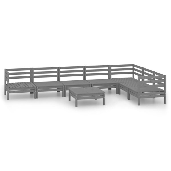 vidaXL Salon de jardin 8 Pièces Bois de pin massif Gris