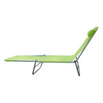 Chaise longue pliante bain de soleil inclinable transat textilène lit jardin plage 182L x 56l x 24 5H cm vert