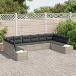 vidaXL Ensemble de canapé de jardin 10 Pièces Gris clair Poly Rattan