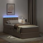vidaXL Lit avec rangement et LED avec matelas Cappuccino 90 x 190 cm
