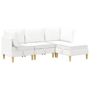 vidaXL Canapé modulaire avec rangement 4 Pièces Blanc Tissu