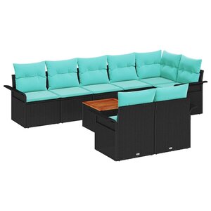 vidaXL Ensemble de canapé de jardin 9 Pièces Noir Poly rotin
