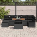 vidaXL Ensemble de canapé de jardin avec coussin 8 Pièces Noir