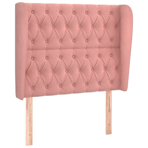 vidaXL Tête de lit avec oreilles Rose 93x23x118/128 cm Velours