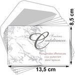 Lot 5 cartes remerciements condoléances +5 enveloppes blanches format 9x14cm