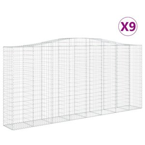vidaXL Paniers à gabions arqués 9 Pièces 400x50x180/200 cm Fer galvanisé