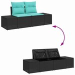 vidaXL Ensemble de canapé de jardin 9 Pièces Noir et turquoise polyrotin