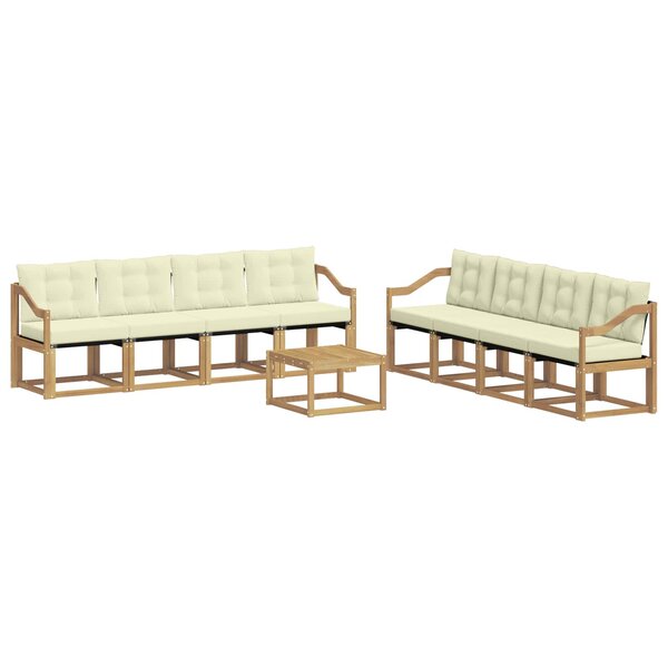 vidaXL Ensemble de canapés d'extérieur 9 Pièces Blanc et crème