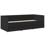 vidaXL Lit de jour avec tiroirs noir 75x190 cm bois d'ingénierie