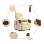 vidaXL Fauteuil inclinable de massage électrique crème tissu