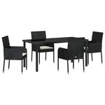 vidaXL Ensemble de salle à manger pour jardin 5 Pièces Noir Poly rotin