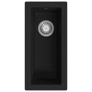 vidaXL Évier de cuisine avec trou de trop-plein Noir Granit