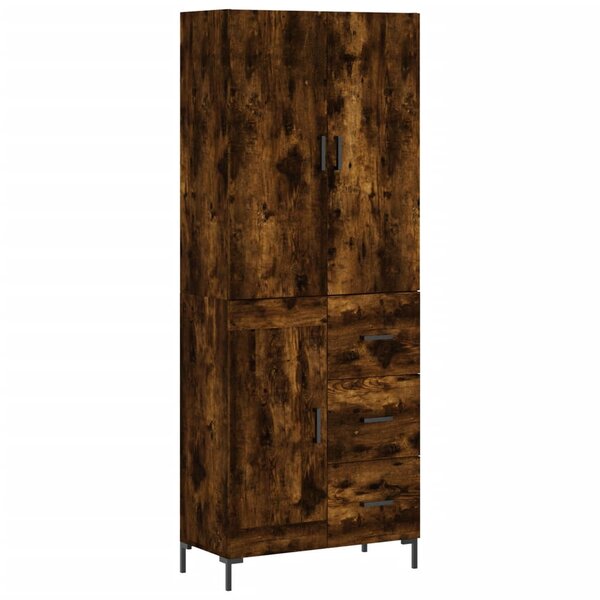 vidaXL Buffet haut Chêne fumé 69 5x34x180 cm Bois d'ingénierie