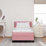 vidaXL Lit à ressorts avec matelas noir 100x200 cm en velours Rose