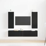 vidaXL Set de meubles TV mural en chêne noir  4 pièces en bois d'ingénierie