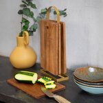 4 planches à découper MES152 - Bois acacia FSC - 22 x 14 cm - Support métallique