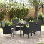 vidaXL Ensemble de salle à manger pour jardin 5 Pièces Noir Poly rotin