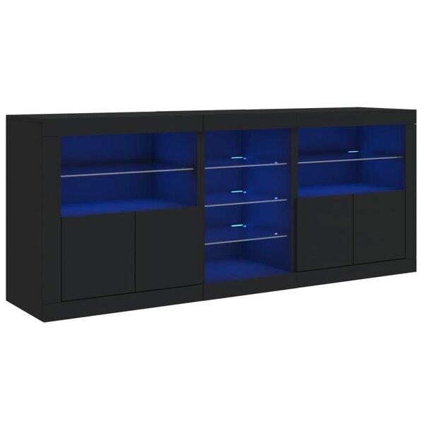 vidaXL Buffet avec lumières LED noir 162x37x67 cm