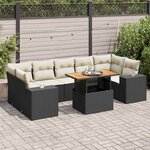 vidaXL Salon de jardin 8 Pièces avec coussins noir résine tressée
