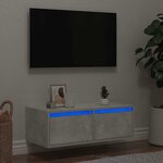 vidaXL Meuble TV avec lumières LED gris béton 75x35 5x25 cm