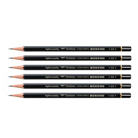 Crayon graphite haute qualité mono 100 8h x 6 tombow
