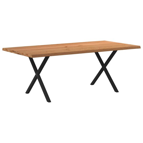 vidaXL Table à manger bord naturel bois massif chêne rectangulaire