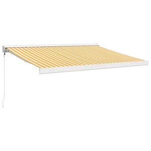 vidaXL Auvent rétractable jaune et blanc 3x2 5 m tissu et aluminium