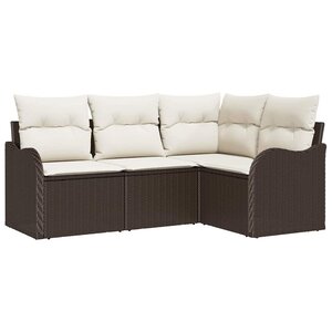 vidaXL Ensemble de canapé de jardin 4 Pièces Marron polyrotin
