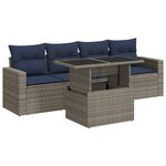 vidaXL Salon de jardin 5 Pièces avec coussins gris résine tressée acacia