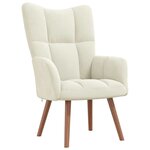 vidaXL Chaise de relaxation Blanc crème Velours