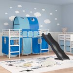 vidaXL Lit mezzanine pour enfants Blanc et Bleu 90 x 190 cm Métал