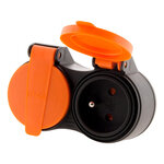 Rallonge étanche 2 prises avec clapet orange  2P+T H07RN-F 3x 1 5mm² 5m - Zenitech