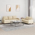 vidaXL Ensemble de canapés 2 Pièces avec coussins Crème Tissu