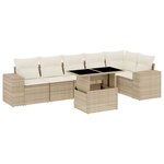 vidaXL Salon de jardin avec coussins 7 Pièces beige résine tressée