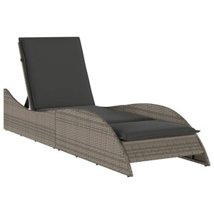 vidaXL Chaise longue avec coussin gris 60x205x73 cm résine tressée